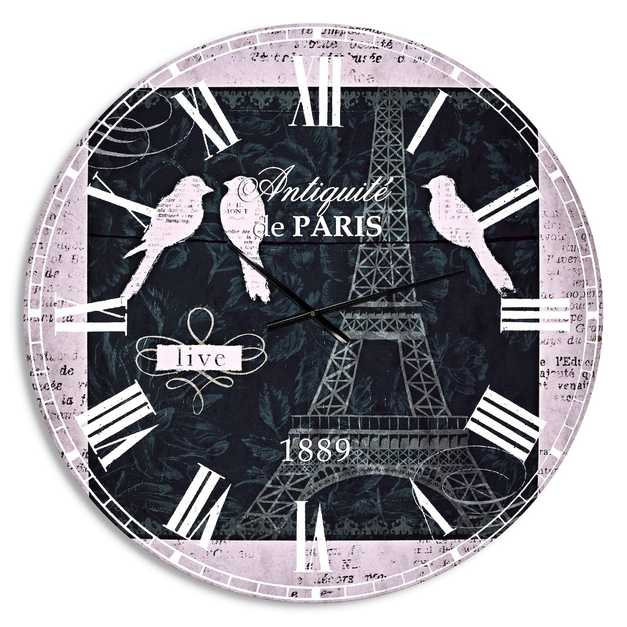 Designart 'Paris Vintage Collage Ii Traditional Wall Clock